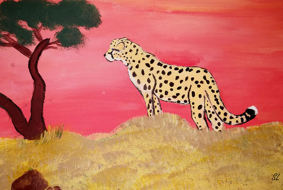 Cheetah Painting - Cheetah Painting by Sarah  Lalonde