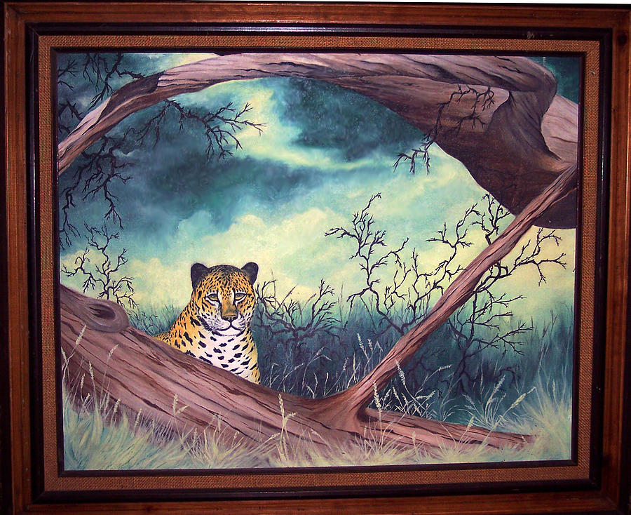 Cheetah Stare- Oil done at 12 years old Mixed Media by Carol Cavalaris