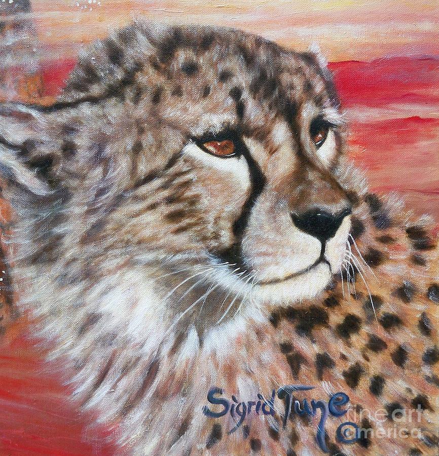 Closeup Painting - Blaa Kattproduksjoner       Cheetahs Face by Sigrid Tune