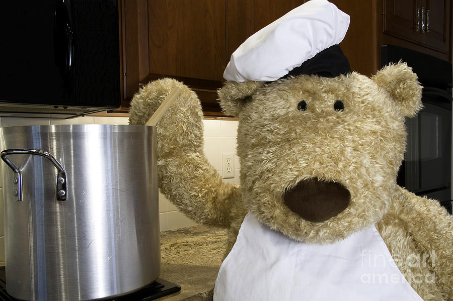 Chef Bear at Stove Photograph by Karen Foley