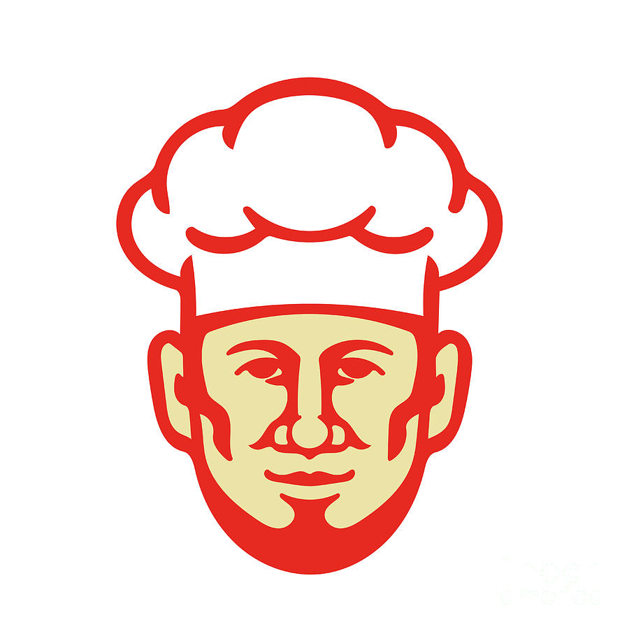 Chef Cook Beard Toque Hat Retro Digital Art by Aloysius Patrimonio ...