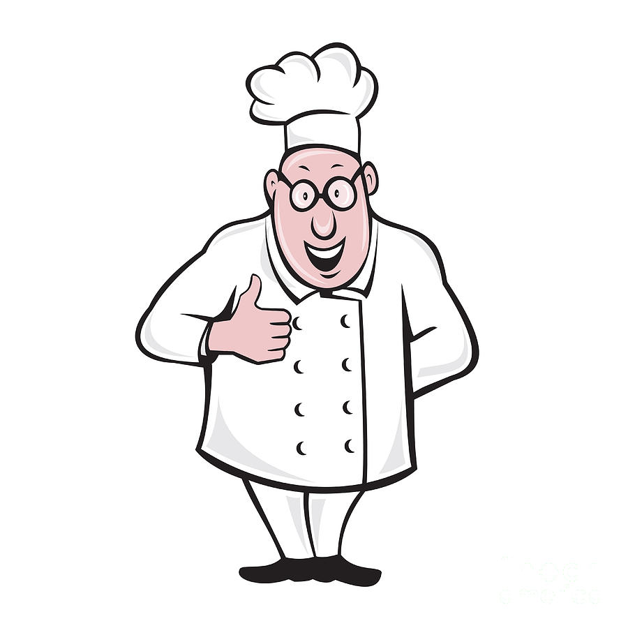 Chef Cook Thumbs Up Isolated Cartoon Digital Art by Aloysius Patrimonio ...