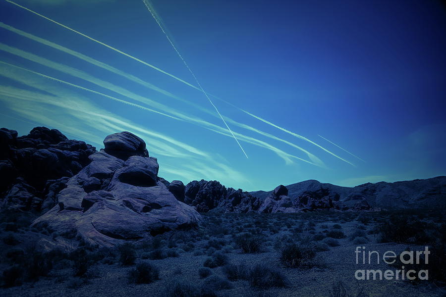 Las Vegas Photograph - Chem Trails Blue Skies Nevada  by Chuck Kuhn