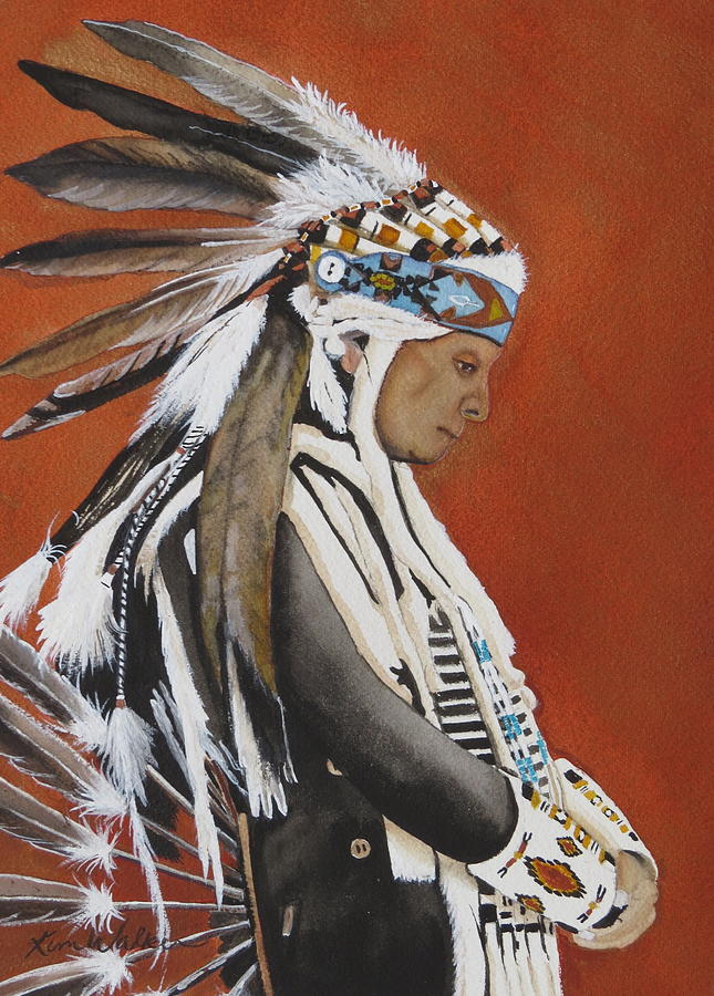 Chemawa Tribesman Watercolor Painting by Kimberly Walker