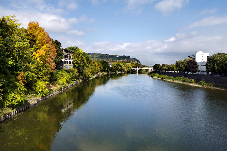 City Photograph - Chenango River Clinton St. Bridge Binghamton NY by Christina Rollo