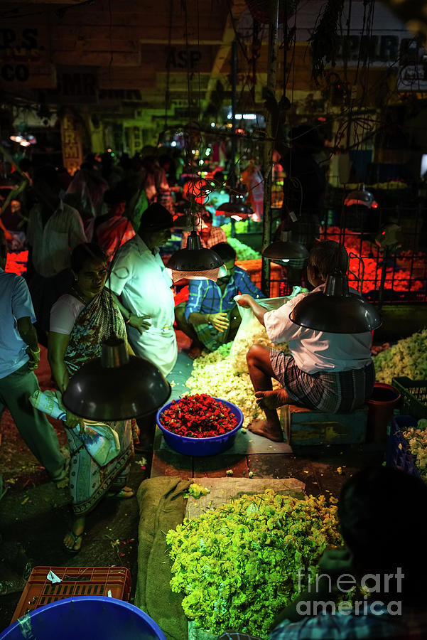Chennai Flower Market Stalls Photograph by Mike Reid