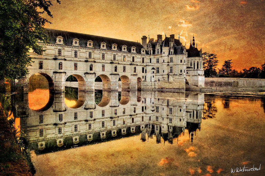 Chenonceau Castle in the twilight - Vintage version Photograph by Weston Westmoreland