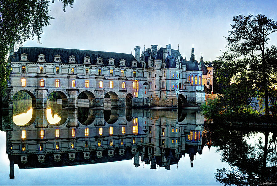 Chenonceau twilight in blue Closer- vintage version Photograph by Weston Westmoreland