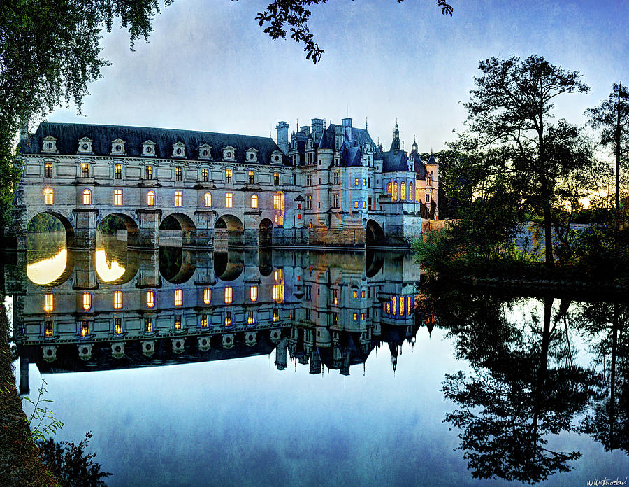 Chenonceau twilight in blue - vintage version Photograph by Weston Westmoreland