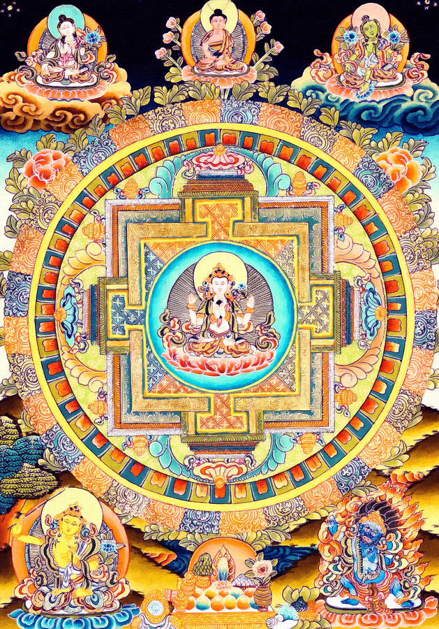 Chenrezig Mandala Painting by Jeelan Clark