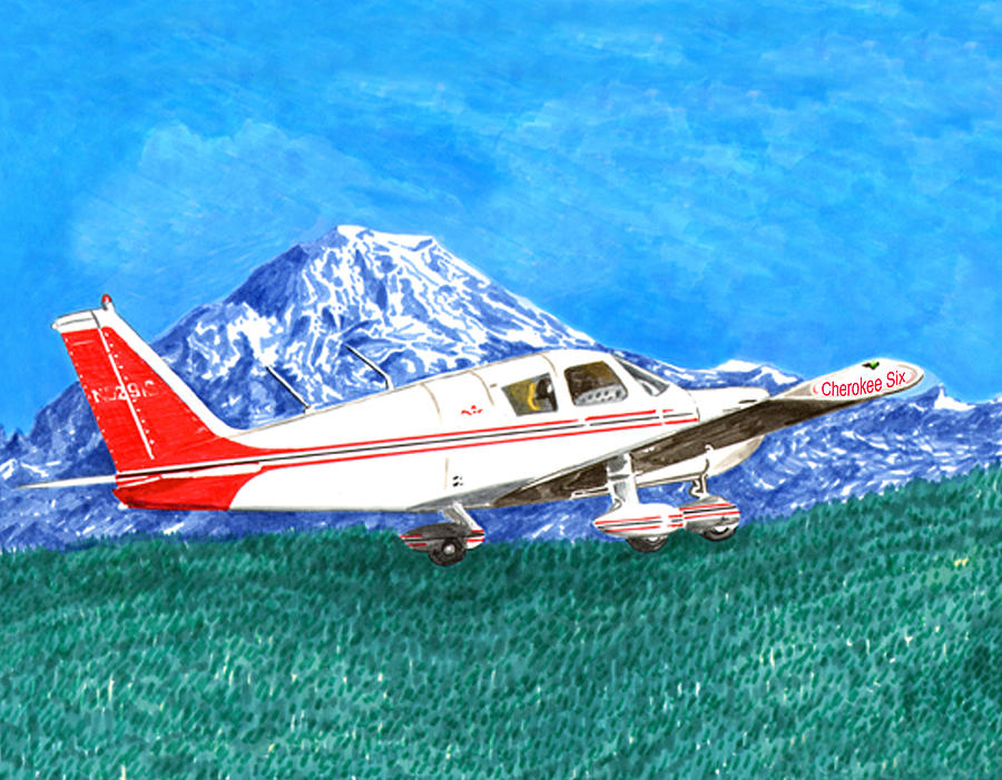 Cherokee 6 Circling Mount Rainier Painting by Jack Pumphrey