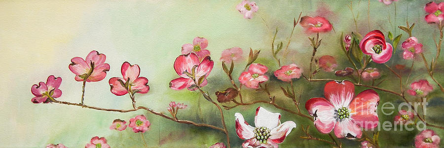 Flower Painting - Cherokee Dogwood - Brave- Blushing by Jan Dappen