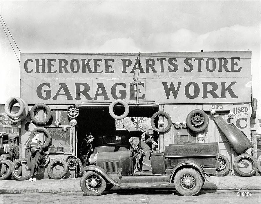 Cherokee Parts Store  garage work Walker Evans photo FSA  Atlanta Georgia 1936 Photograph by David Lee Guss