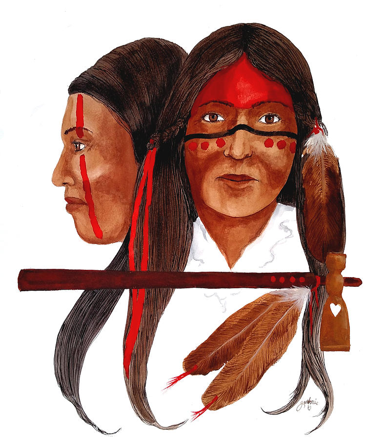 Cherokee Mixed Media - Cherokee War Women by John Guthrie Cherokee Mixed Media - Cherokee War Women by John Guthrie