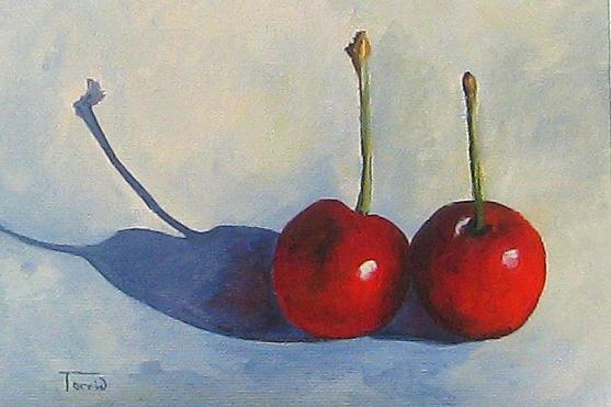 Fruit Painting - Cherries and Shadows  by Torrie Smiley