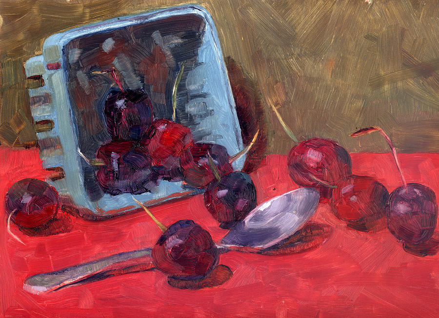 Still Life Painting - Cherries by Diane Houghton