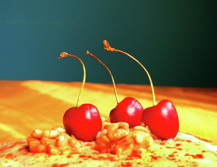 Cake Photograph - Cherries by Farah Faizal