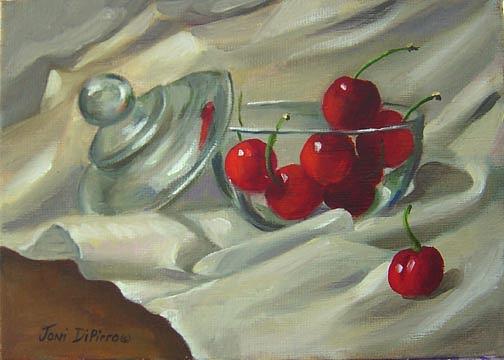 Still Life Painting - Cherries in Sugar Bowl by Joni Dipirro