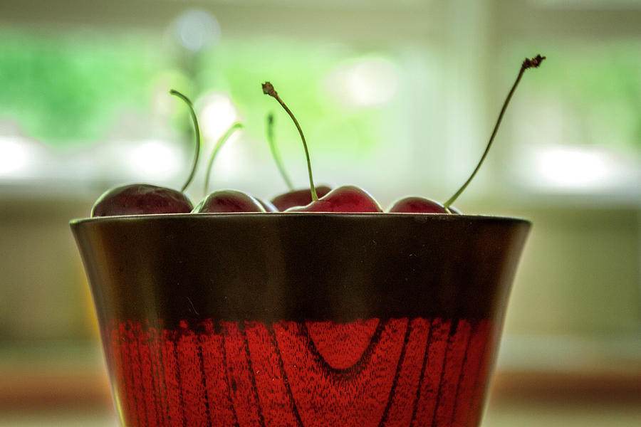 Cherries on green Digital Art by Terry Davis