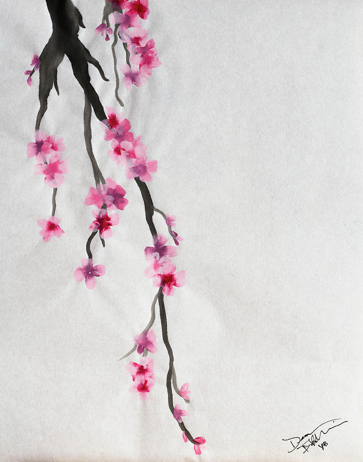 Watercolour Painting - Cherry Blossom 1 by Dean Italiano