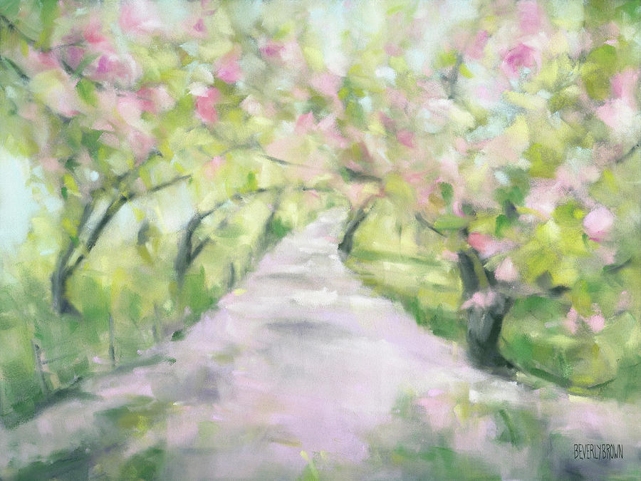 Garden Painting - Cherry Blossom Bridle Path Central Park by Beverly Brown