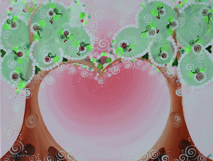 Tree Painting - Cherry Blossom by Catt Kyriacou