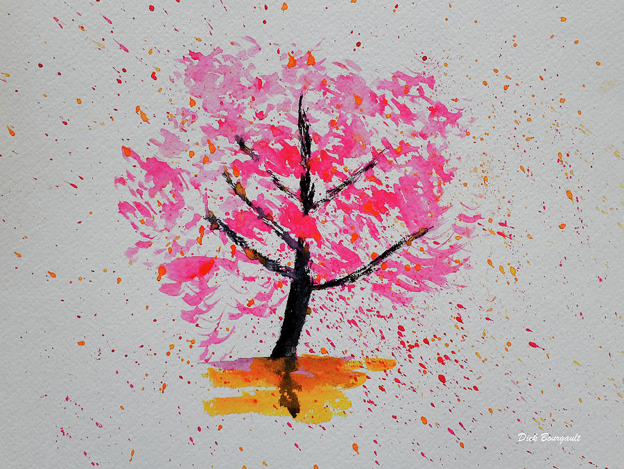 Cherry Blossom Painting by Dick Bourgault