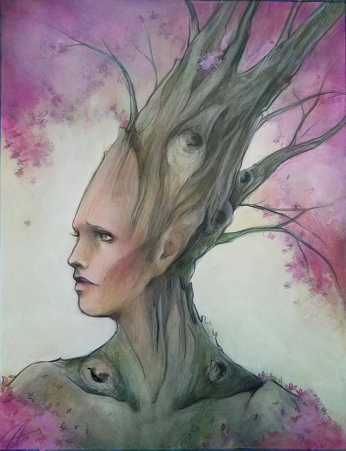 Cherry Blossom Dryad Painting by Jacqueline Hudson