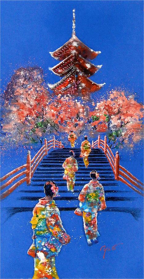 Cherry Blossom Festival Kyoto Japan Painting by John YATO