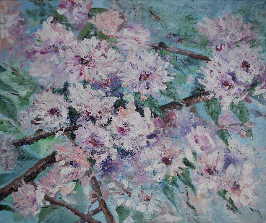 Cherry Blossom On A Cloudy Day Painting