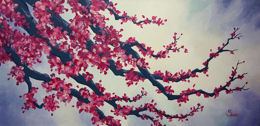 Cherry Blossom Painting 2 Painting by Shiela Gosselin