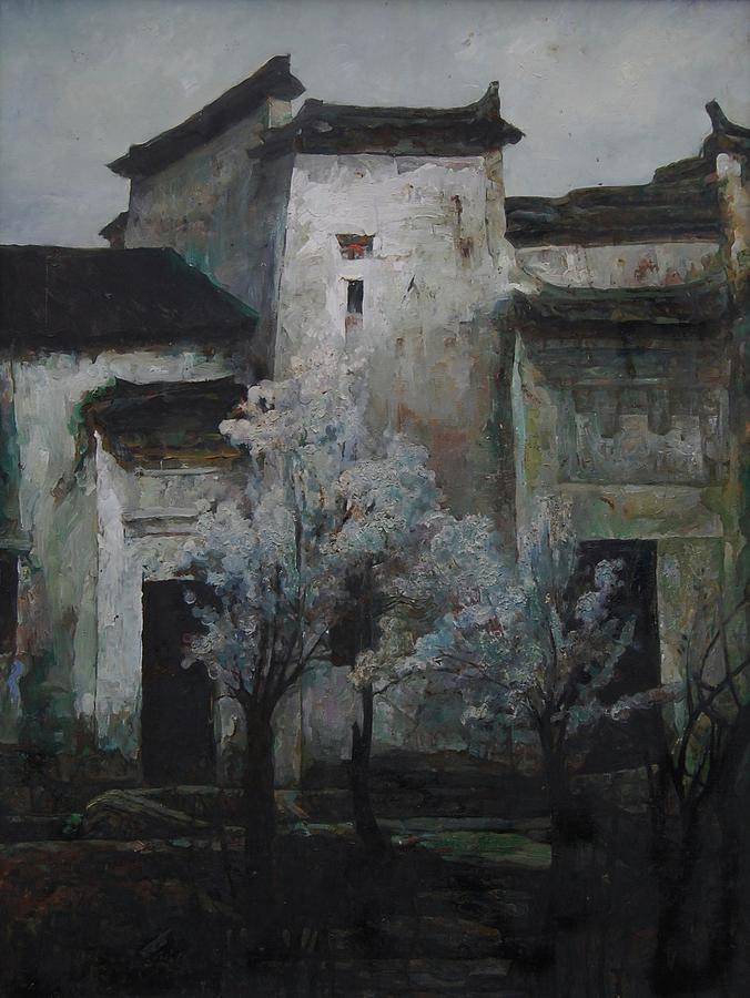 Cherry Blossom Painting by Qin Wang