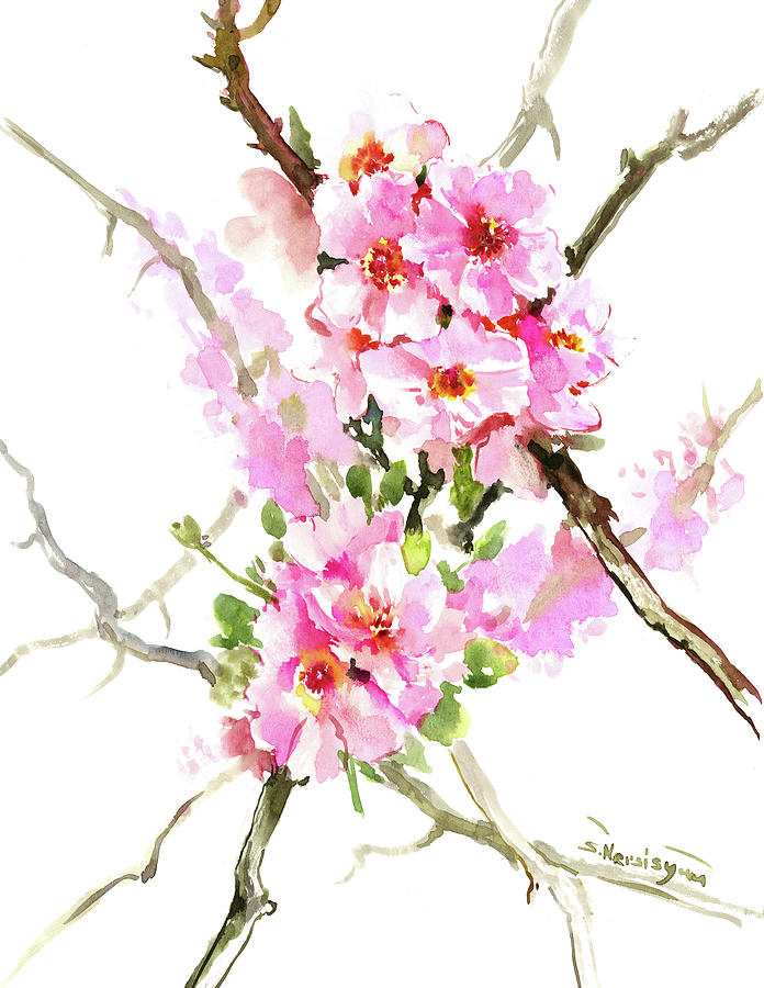 Cherry Blossom Painting by Suren Nersisyan