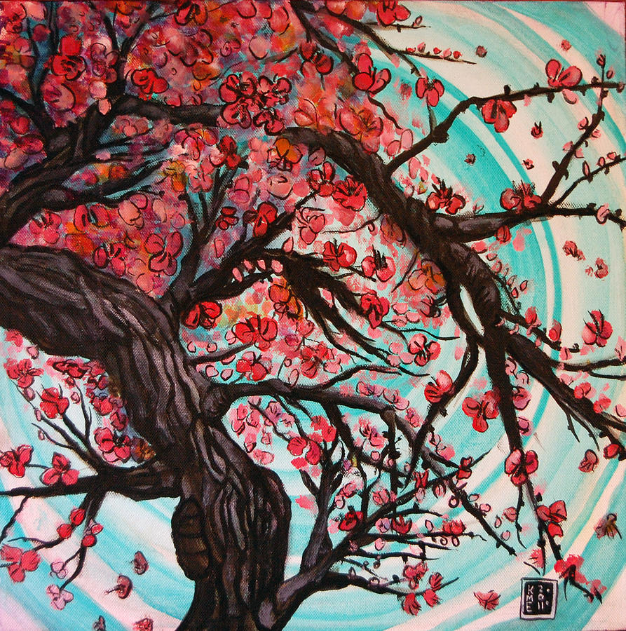 Cherry Blossom Tree Painting by Katerina Roy