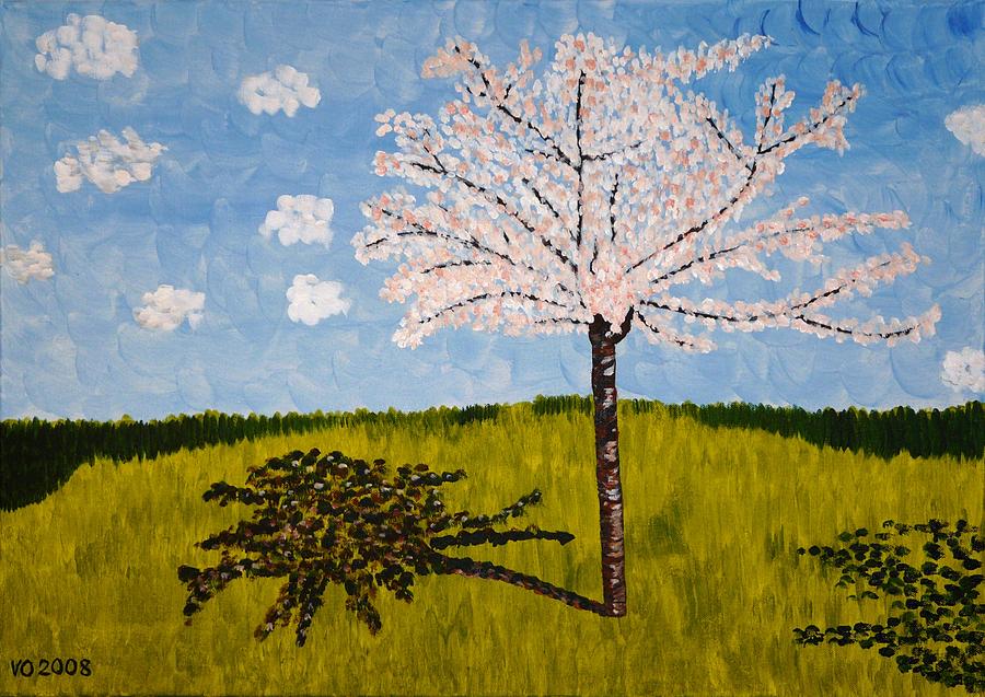 Cherry Blossom Tree Painting by Valerie Ornstein