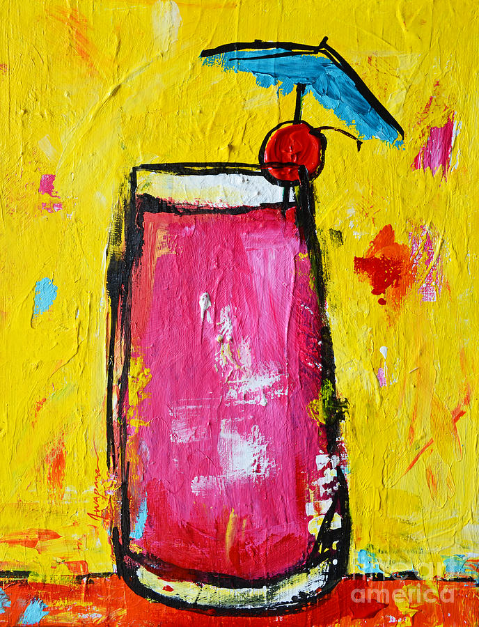 Cherry Blossom - Tropical Drink Painting by Patricia Awapara