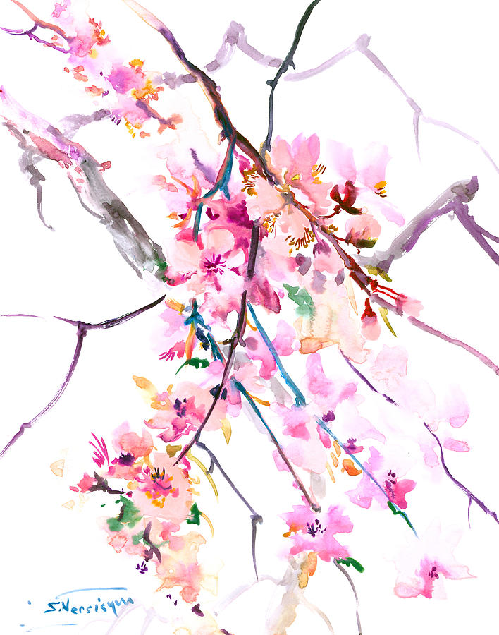 Cherry Blossom, Washington DC Painting by Suren Nersisyan