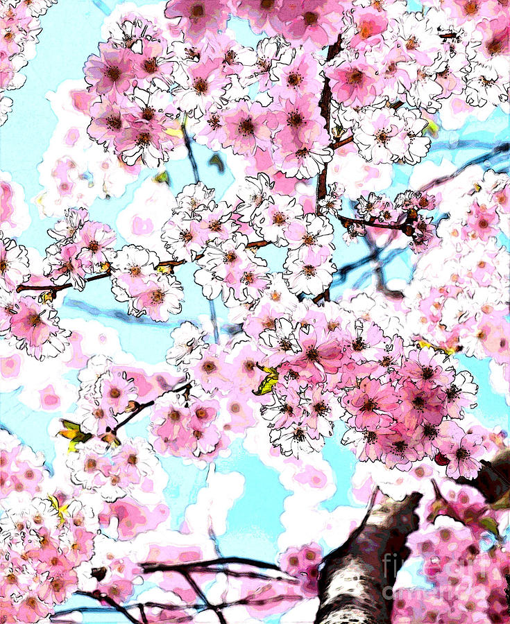 Cherry Blossom Watercolor Mixed Media by Waterflower Designs - Fine Art ...
