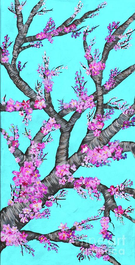 Flower Painting - Cherry Blossoms Against a Turquoise Sky 1 by Barbara A Griffin