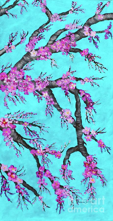 Cherry Blossoms Against a Turquoise Sky 2 Painting by Barbara A Griffin