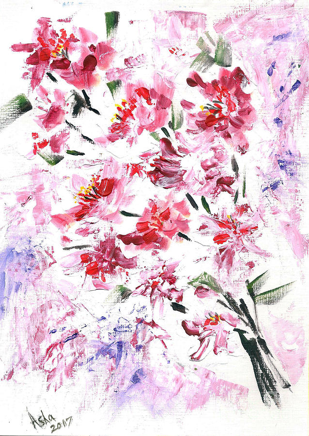 Cherry Blossoms Painting by Asha Sudhaker Shenoy