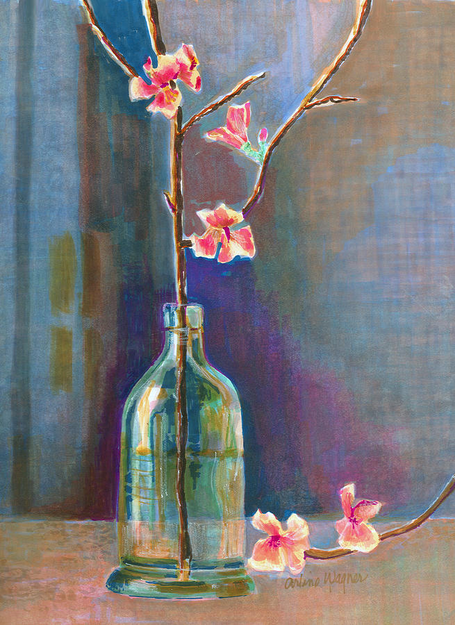 Cherry Blossoms In A Bottle Painting by Arline Wagner