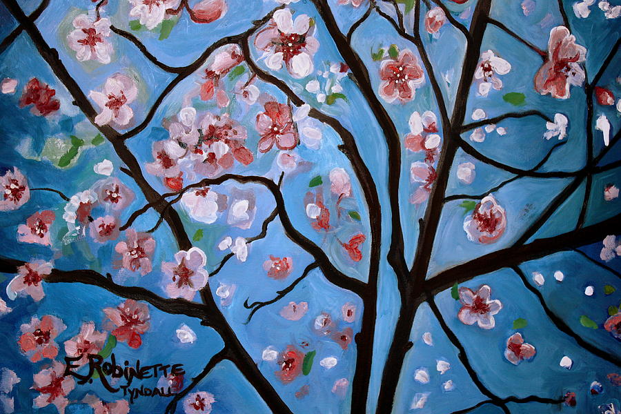 Cherry Blossoms in Bloom Painting by Elizabeth Robinette Tyndall