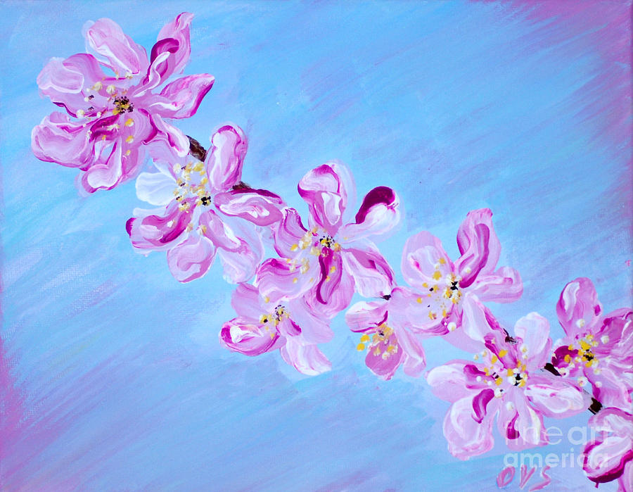 Cherry Blossoms. Thank You Collection Painting by Oksana Semenchenko