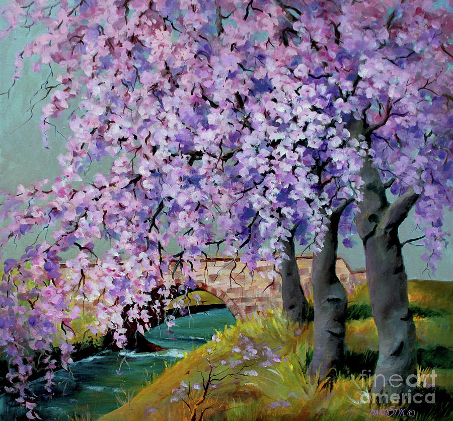Cherry Blossoms Painting by Marta Styk