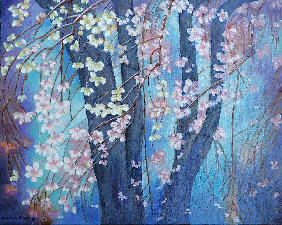 Cherry Blossoms Painting by Meena Bhatt
