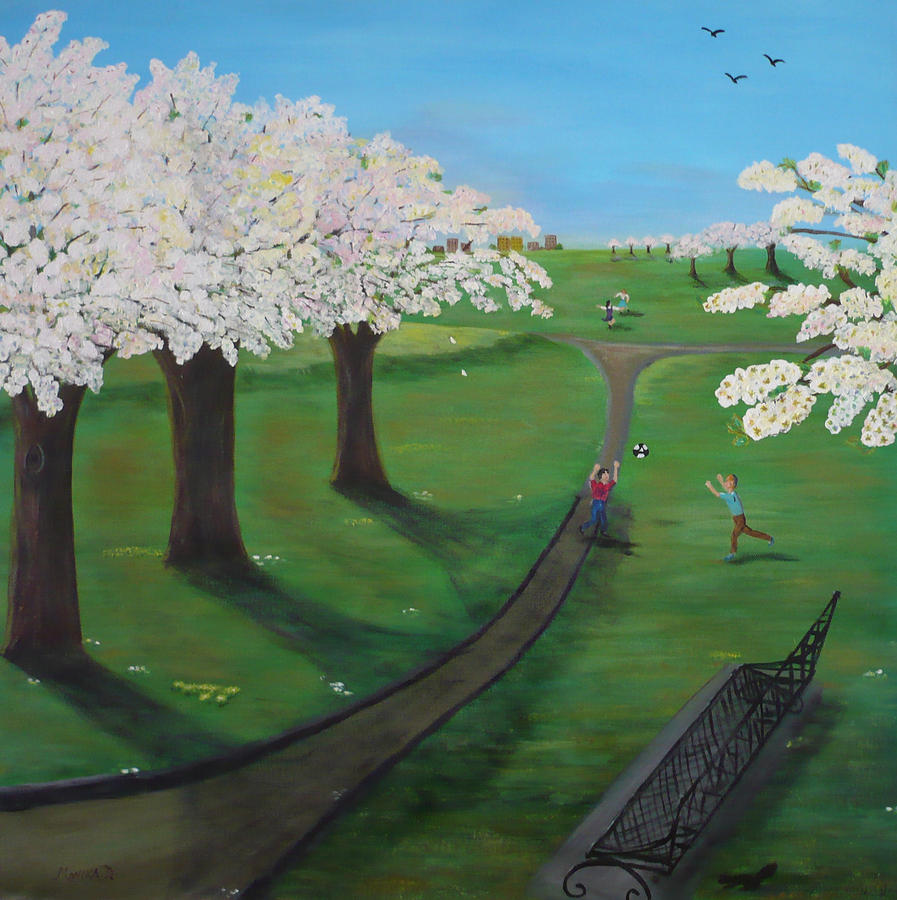 Cherry Blossoms Painting by Monika Shepherdson