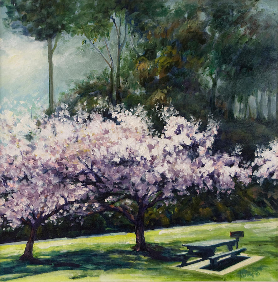 Cherry blossoms Painting by Rick Nederlof