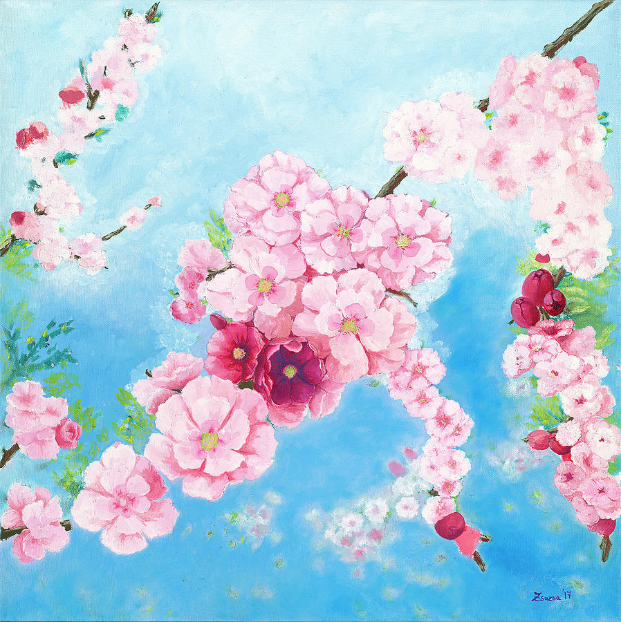 Cherry Blossoms Painting by Zsuzsanna Rossetter - Fine Art America