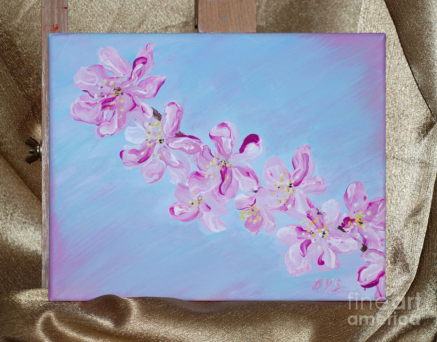 Cherry Blossons. Thank You Collection Painting by Oksana Semenchenko